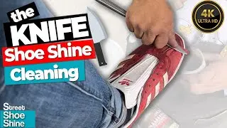 How to Get the PERFECT Shoe Shine CLEANING 🔪😌🔪 KNIFE Suede Technique #asmr #shoeshine