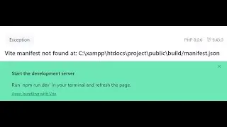 1,- Laravel 9 : Vite manifest not found at: public\build/manifest.json