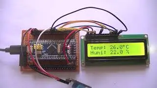 STM32F103C8 Blue Pill with DHT11 sensor and 16x2 LCD