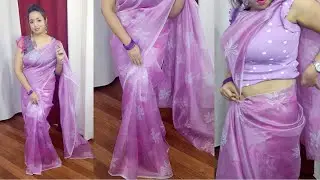 organza साड़ी को पहनने का आसान तरीका/simple & easy organza saree drape to look slim with tips &tricks