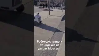 Робот-доставщик от Яндекса на улицах Москвы.