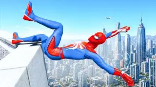 SPIDERMAN CRAZY JUMPS/FALLS (GTA 5 Spider-Man Best Gameplay) #18