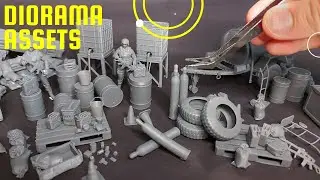 3D Print Assets for Military Diorama - Theme Military Fuel & SandbagShelter