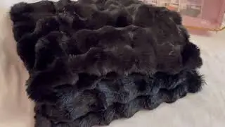 Хутряний плед Кролик колір Чорний