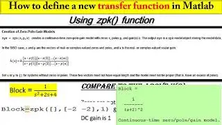 How to define a Transfer Function in Matlab and Simulink