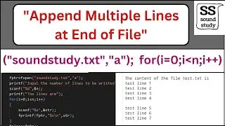 Write a Program in C to Append Multiple Lines. | Appending | Sound Study.