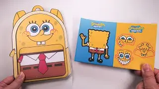 [ Paper Diy ] School Bag 스폰지밥 SpongeBob Blind Bag & Sticker Book ASMR