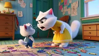 The Mischievous Kitten Draws Graffiti on the Wall - Wants to be an artist 😿💖 