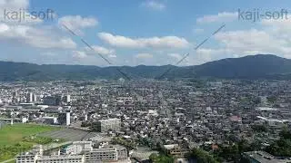 ドローン空撮映像・愛知県・三河湾・蒲郡市街地・右旋回