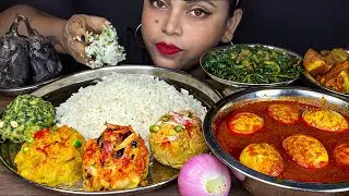 Eating Different types Of Bharta with Egg Curry | Big Bites | Asmr Eating | Eating Show