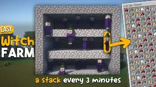 EASY Witch Farm | 1500+ Items per hour! (No Observers, Dispensers, Repeaters!)