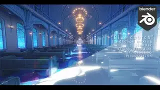 【背景メイキング】 青い教会／3Dモデリング【blender/clipstudio】