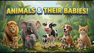 Animals and Their Babies | Animals and Their Young Ones for Kids | Learn Baby Animal Names for Kidsa