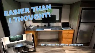 RV travel trailer dinette removal and office desk install quick overview