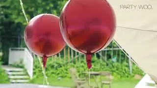 PartyWoo Ruby Red Balloons 6 pcs 22'' Giant 4D Foil Balloons and Ribbon | PartyWoo Balloon Tutorial