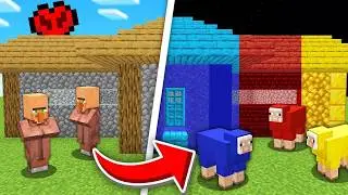 I Built a Village of EVERY Color in Minecraft Hardcore!