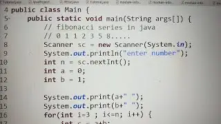 Fibonacci series program in java || java program for fibonacci series