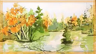 Autumn Landscape Watercolor.