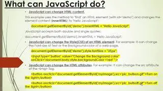 Lesson 7- How JavaScript can change the Properties of HTML elements