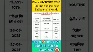 Class 9th त्रैमासिक परीक्षा 2025 routine Ho Gaya jari jaldi se dekh lo Bihar board new update 