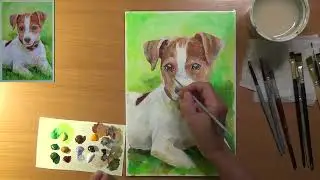 Как нарисовать Джека- рассела. Джек- Рассел- терьер. Акрил
