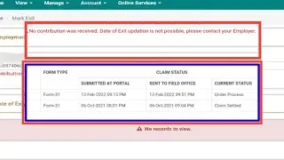 no contribution was received. date of exit updation is not possible, please contact your employer