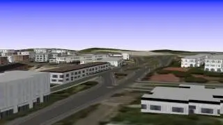 Quadrimix - flight animation test through a city environment