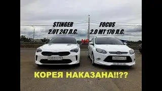 THIS IS NOT ON YOUTUBE!!! STINGER PUNISHED!??? Focus 3 2.0 MT vs Kia stinger GT. Race!!!