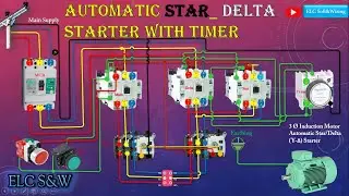 Automatic Star_ Delta Starter with timer for three phase induction motor/wiring Diagram