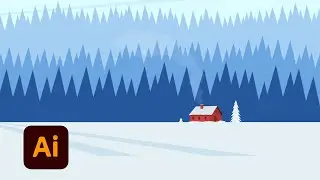 Winter Minimal Landscape illustration | Adobe Illustrator CC 2021 | Speed Art
