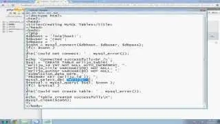 How To Create Tables in Database of MYSQL by using PHP code
