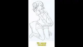 How to draw a cute anime girl sitting on pillow | TB Draw #Shorts