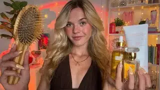ASMR Bedtime Hair Play 🧸🧺 Scalp Check & Massage, Hair Brushing, Oil Serums, Etc 🍪