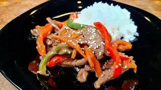 Говядина с овощами на сковороде по-азиатски