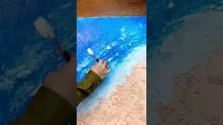Tuz ve akrilik boya ile deniz çizimi / kumsal çizimi 