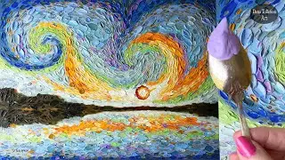 Creating Texture: Spoons & Knives Impasto Sky Landscape Painting Technique  #painting #art