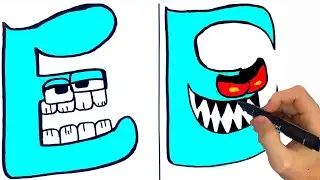 How to draw Alphabet Lore easily |  Original and Nightmare |  Draw letters easily |  Draw E