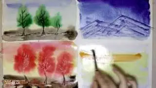 DrawFox. Watercolor Painting for Beginners. 2-2. Plastic Card Technique.