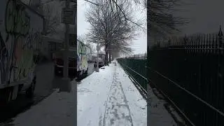 Бруклин: неожиданно пошел снег 😮❄️ 