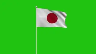 Japan Flag Green Screen | Japan Waving Flag Green Screen Animation | Royalty-Free