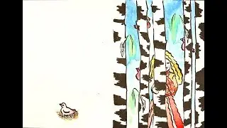 Как нарисовать открытку. 8 марта. Девушка в березовом лесу. Акварель