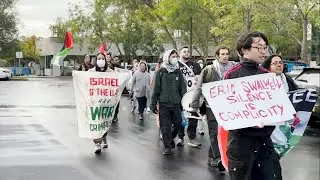 Protesters march to Bay Area Rep. Eric Swalwell's office, demanding permanent cease-fire in Gaza