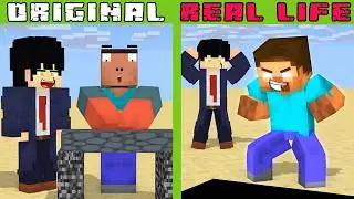 HELP Herobrine To Power Up! | Original vs Real Life | Minecraft Animation