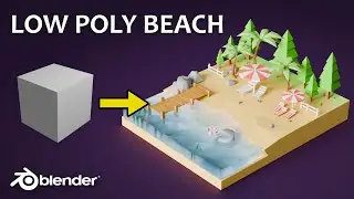 3D Modeling a Low Poly Beach: Timelapse | Blender 4.1