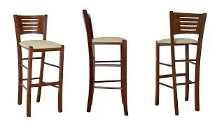 Sgabello in legno di faggio modello Verona noce scuro con sedute imbottite