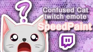 Confused cat emote for twitch! [Speedpaing] [Krita]
