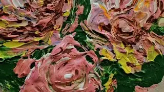 floral abstract acrylic painting using cake board
