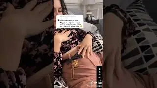 The cutie inflated her tummy 