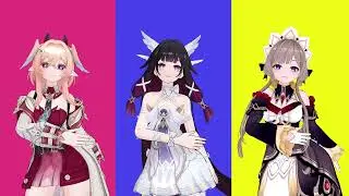 Linnea&Columbina&Sandrone Knock Knock Trend Dance 【Genshin impact MMD】