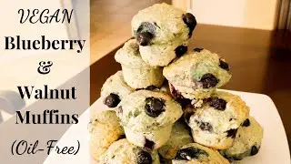 Tasty Vegan Blueberry & Walnut Muffins (Oil-Free)